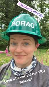 Picture of volunteer Daron when she earned her green hard hat